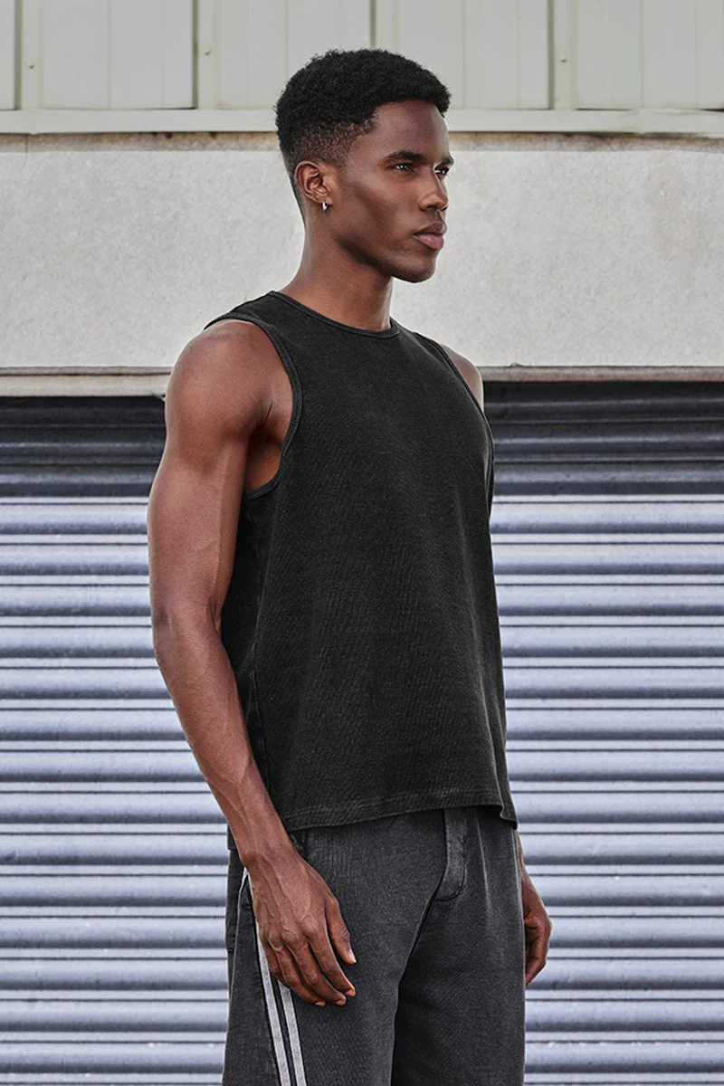 Snitch Black GRIND Acid Washed Tank Top for Men | Best Price UAE